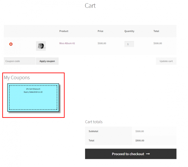 SUMO Coupons - WooCommerce Coupon System -Product Purchase - Coupon in Cart