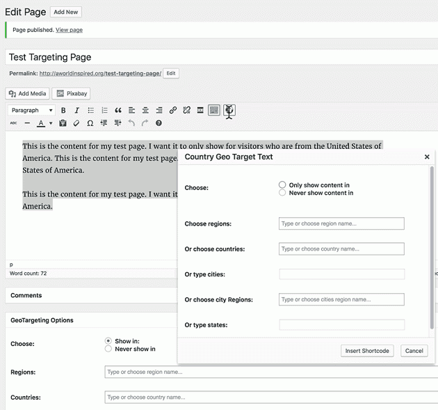 Geotargeting WordPress content