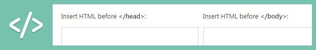 Insert HTML: Add global code to head or footer