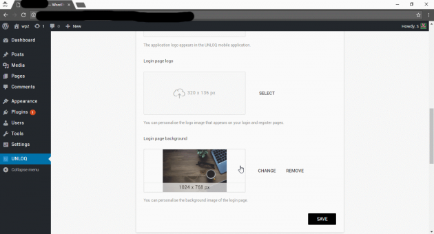 UNLOQ plugin login page customisation
