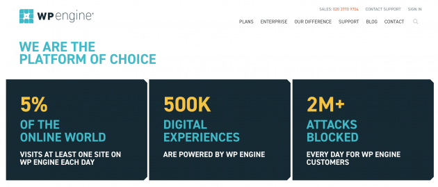 The WP Engine home page.