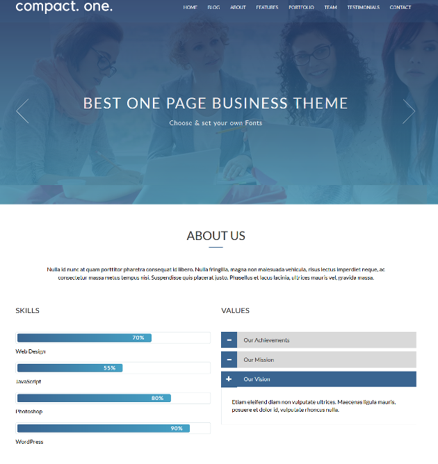 Compact One- Power-Packed Free One Page WordPress Theme-Demo