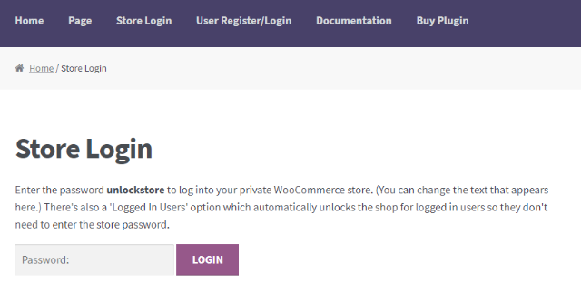 example of a private woocommerce store