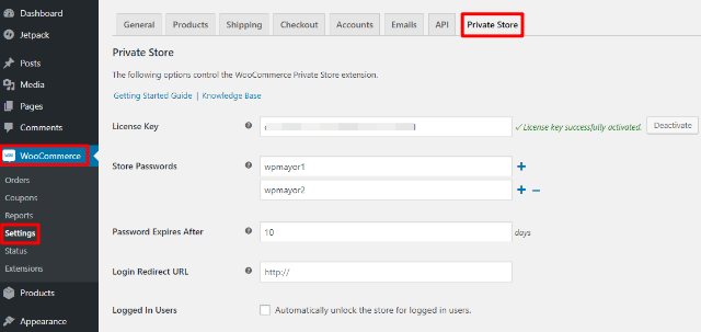 woocommerce private store settings