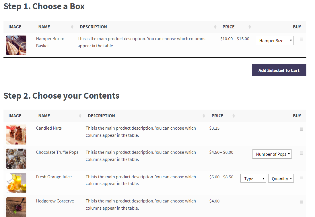 custom product order form example
