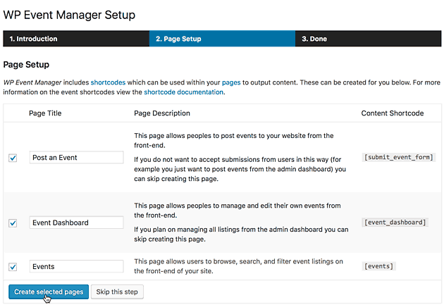 WP Event Manager Setup Wizard