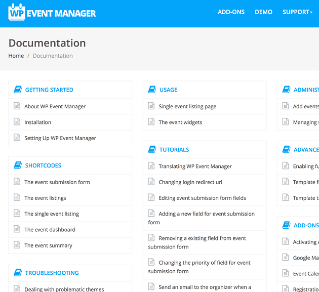 WP Event Manager support