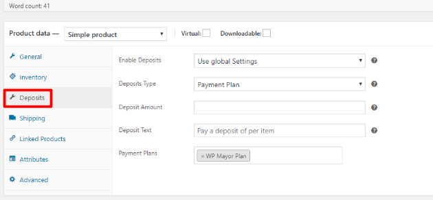individual product settings