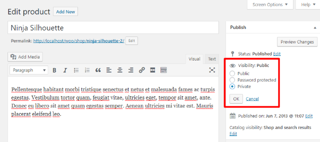make individual products private
