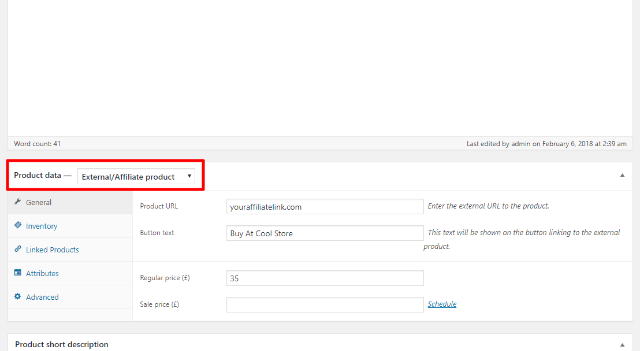 create woocommerce affiliate product