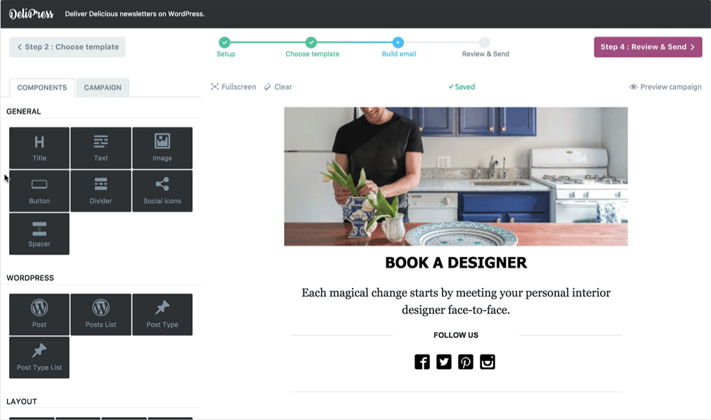 the DeliPress Newsletters Builder