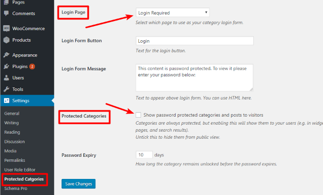 password login shortcode