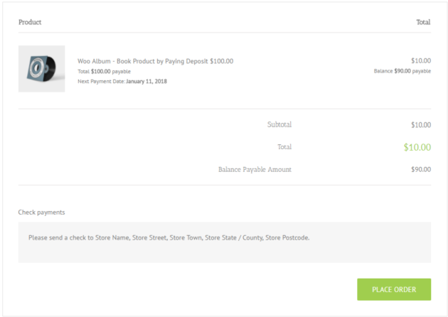 SUMO WooCommerce Deposits Payment Plans Plugin - Deposit Checkout Page