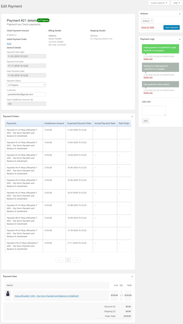SUMO WooCommerce Deposits Payment Plans Plugin - Edit Payment Page Payment Plan Product
