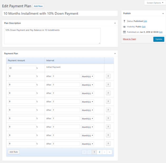 SUMO WooCommerce Deposits Payment Plans Plugin - Edit Payment Plan Page