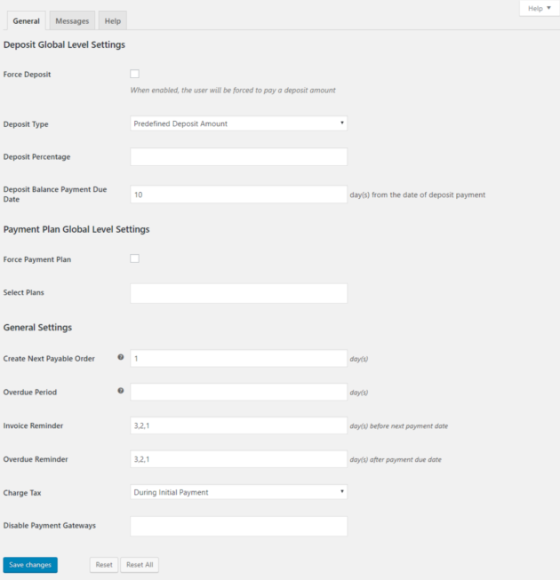 SUMO WooCommerce Deposits Payment Plans Plugin -General Settings