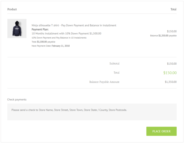 SUMO WooCommerce Deposits Payment Plans Plugin - Payment Plan Product Checkout Page