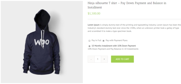 SUMO WooCommerce Deposits Payment Plans Plugin - Payment Plan Product Simple Product Page