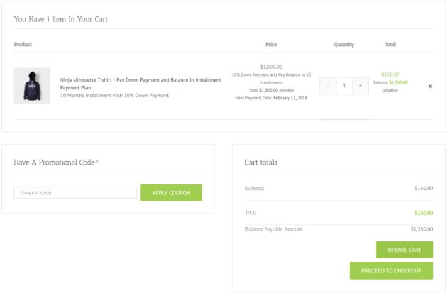 SUMO WooCommerce Deposits Payment Plans Plugin -Payment_Plan - Product Cart Page