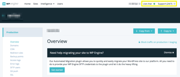 WP Engine's support options.