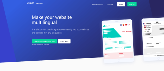 The Weglot Translate plugin for WordPress.