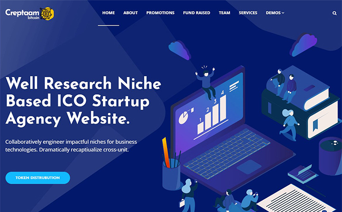 Creptaam - Bitcoin, ICO Landing and Cryptocurrency WordPress Theme