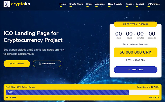 Cryptokn - ICO Landing Page & Cryptocurrency WordPress Theme