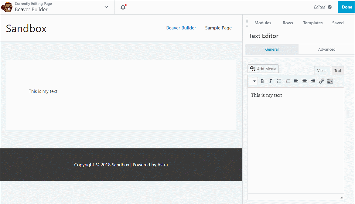 beaver builder inline text editing