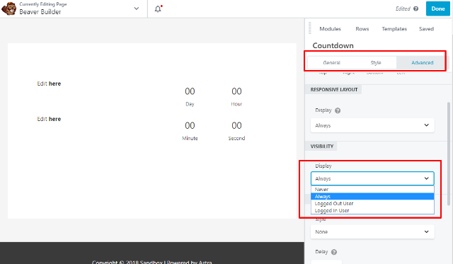 beaver builder style options