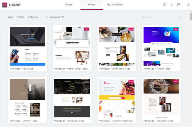 elementor templates