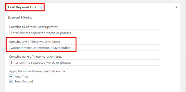 keyword filtering