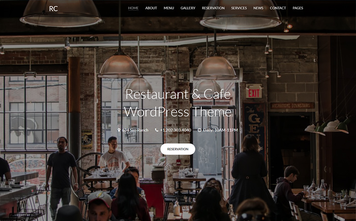 Rc - Restaurant & Cafe Onepage WordPress Theme
