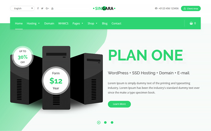Singara - Multipurpose Hosting with WHMCS WordPress Themes