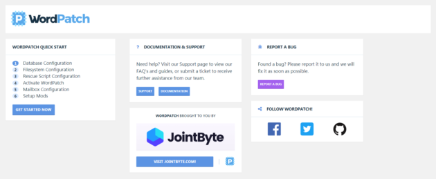 The WordPatch dashboard.