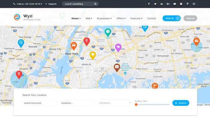 Wyzi - Business Finder and Service Provider Booking WordPress Social Look Directory Listing Theme