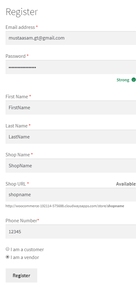 Register as a Vendor