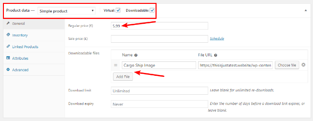 configure woocommerce product