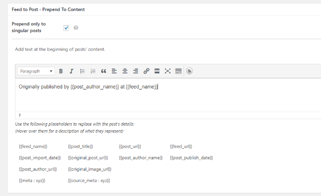 Configure Feed to post