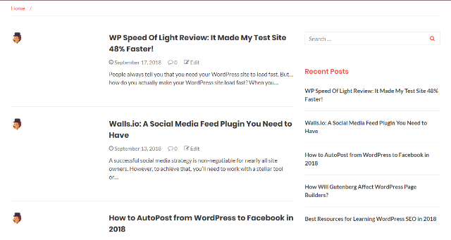 Example of WordPress news site