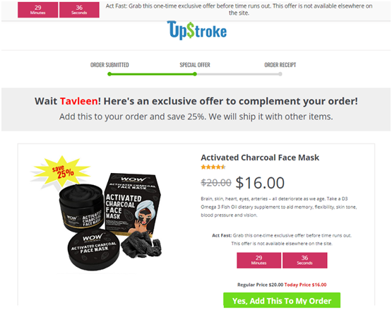 one click upsell charcoal complementary product