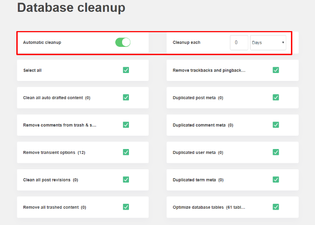database cleanup