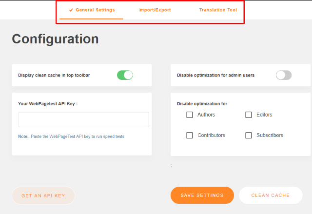 general settings