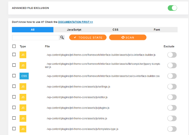 exclude from minify