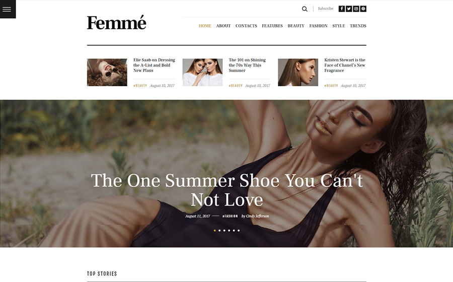 Femme - An Online Magazine & Fashion Blog WordPress Theme