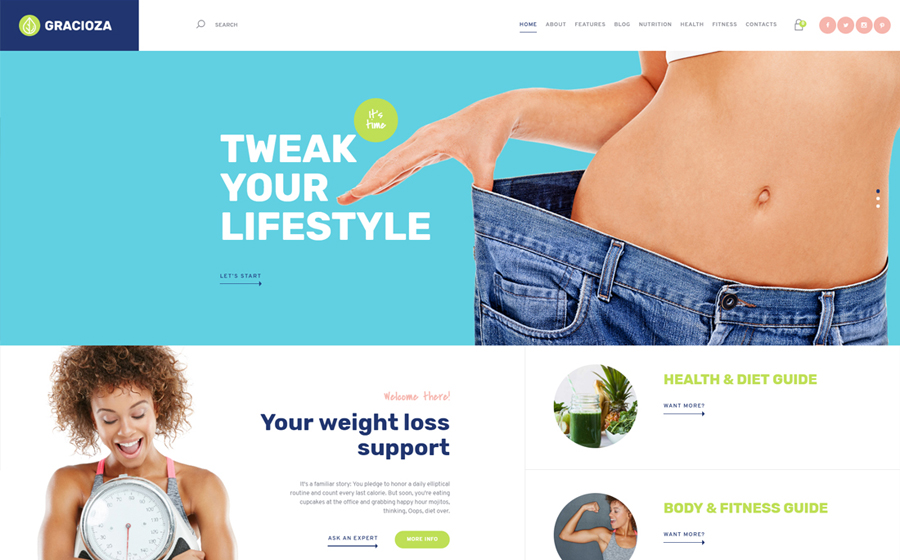 Gracioza | Weight Loss Company & Healthy Blog WordPress Theme