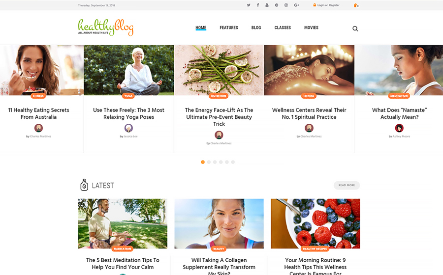 Healthy Living Blog with Online Store WordPress Theme