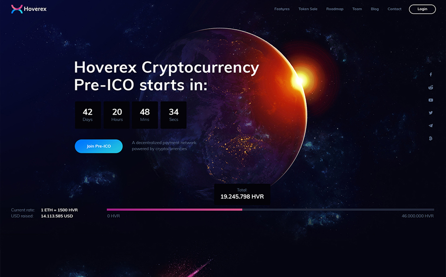 Hoverex | Cryptocurrency & ICO WordPress Theme + Spanish