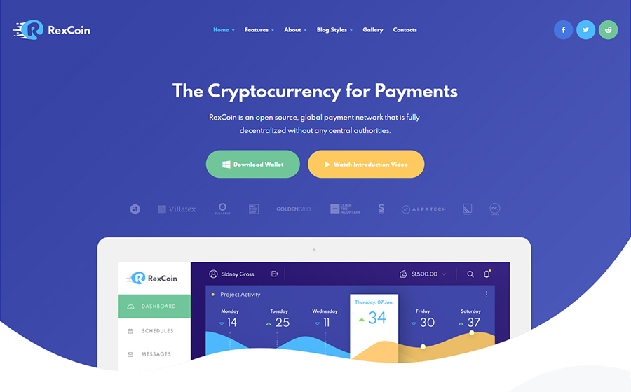 RexCoin | A Multi-Purpose Cryptocurrency & Coin ICO WordPress Theme