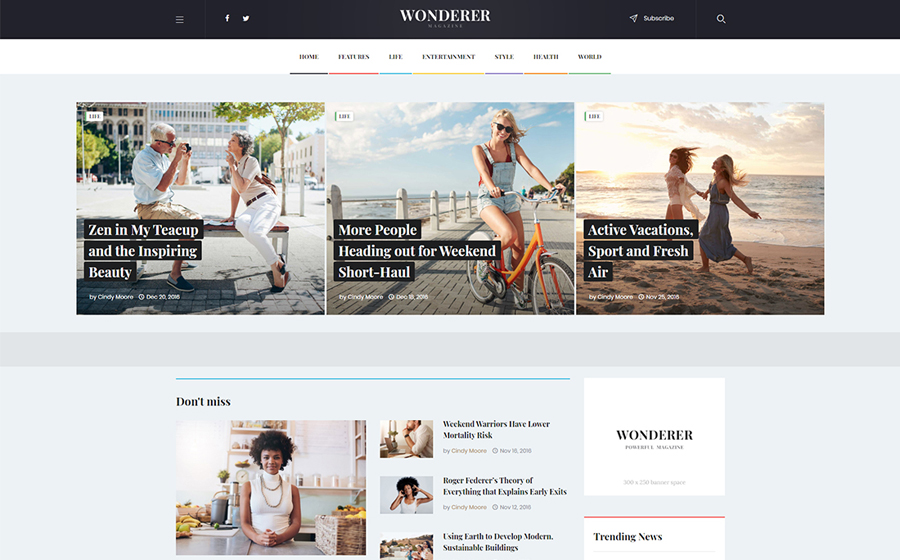 Wonderer | Personal Blog & Review Magazine WordPress Theme