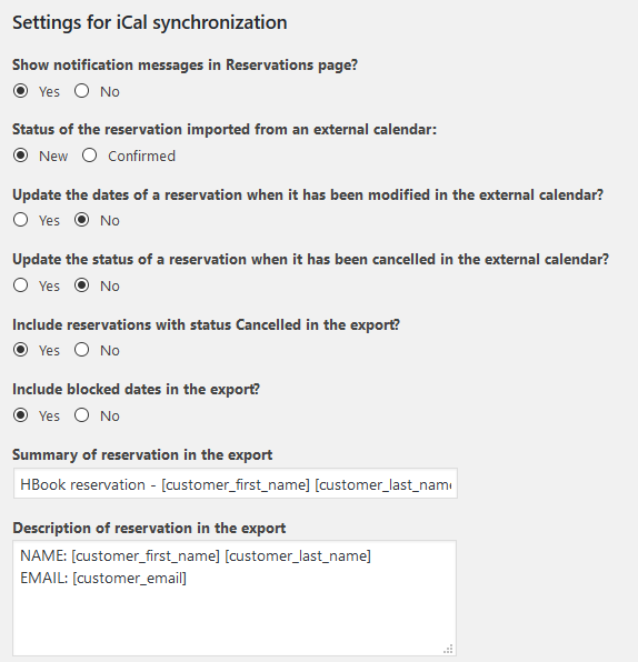 hbook ical sync